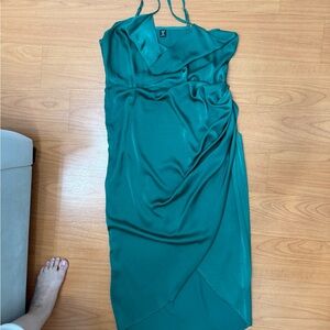 Green midi wrap dress